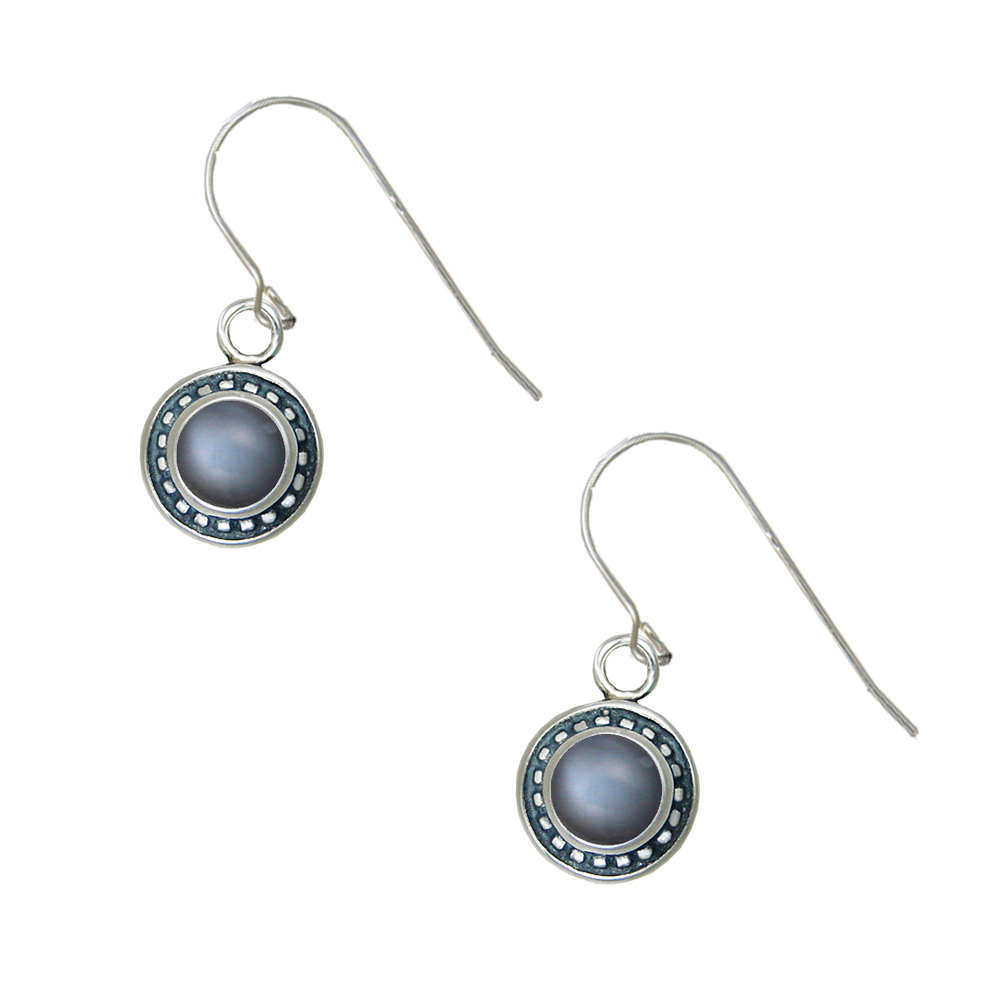 Sterling Silver Petite Grey Moonstone Gemstone Drop Dangle Earrings